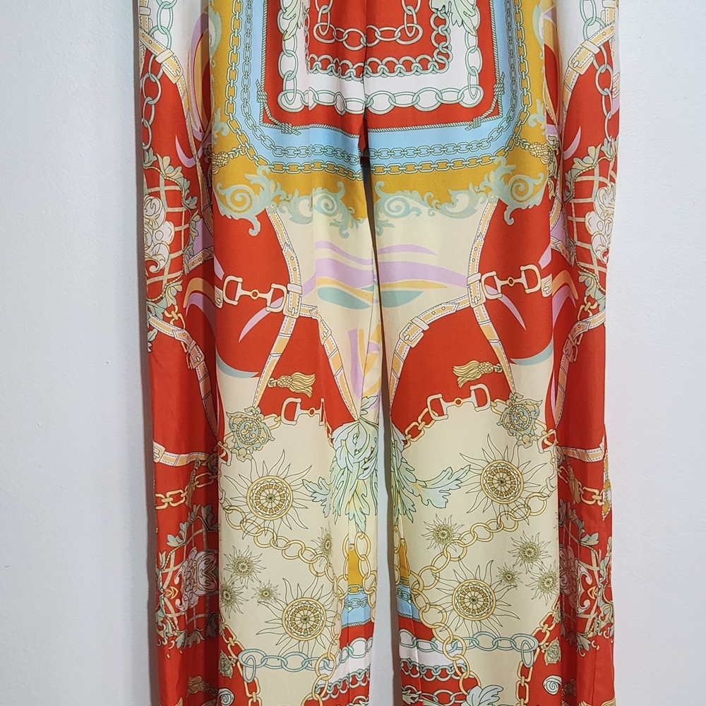 Miss Avenue Boho Print Wide Leg Flowy Pants Size Medium - Picture 3 of 10